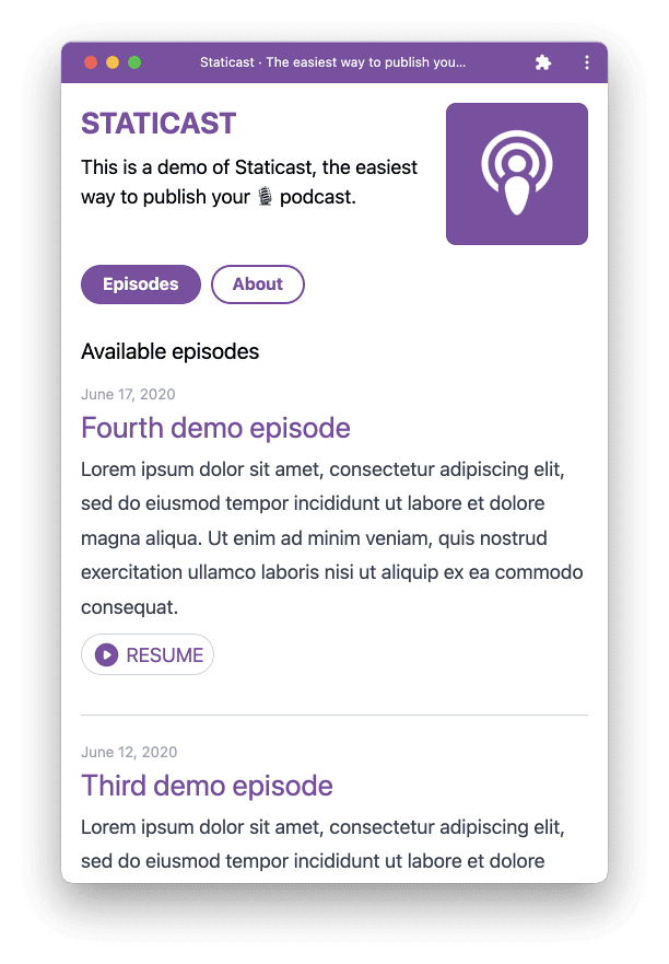 Capture d’écran de Staticast sur mobile
